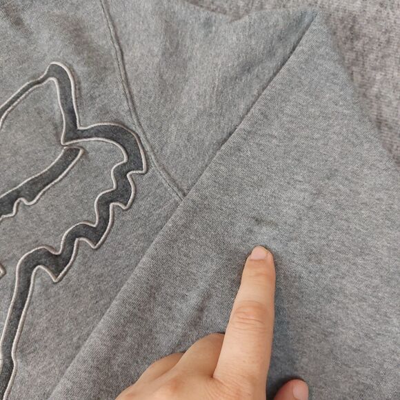 Fox Racing Men's Large Flight Enigma Zip Front Fleece Hoodie Gray Fox Head Rare - Picture 2 of 9